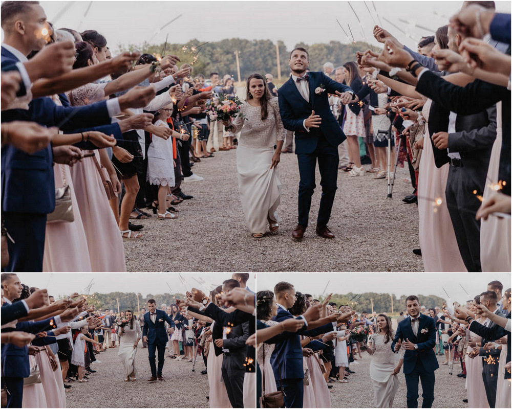 entrée des mariés - feux de bengale - scintillants - mariage champetre en normandie - photographe mariage evreux - eure