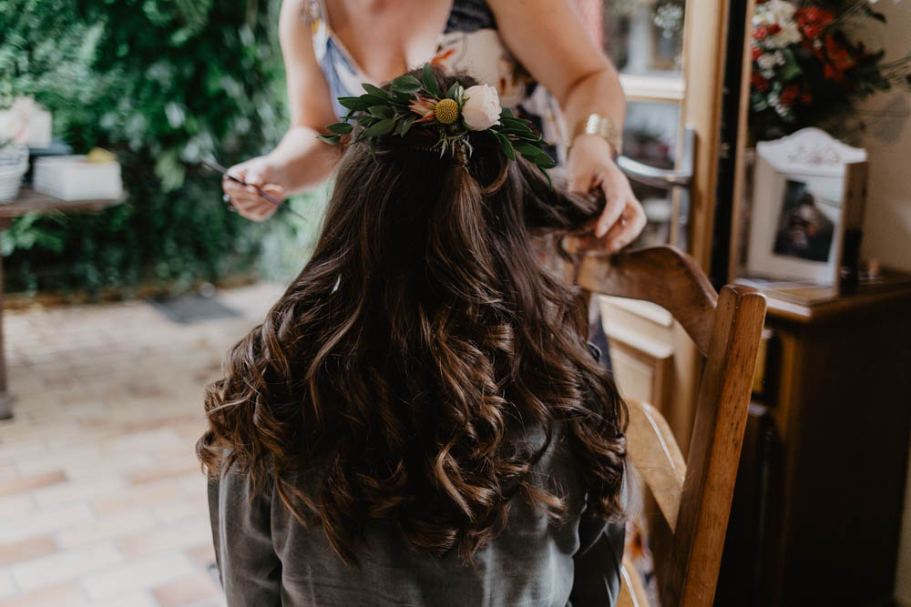 coiffure de la mariée - mariage bohème - mariage champetre chic - en normandie - dans l'eure - photographe mariage - calvados