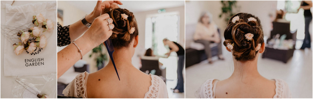 coiffure naturelle - mariee champetre - english garden - roses dans les cheveux - mariage boheme - eure et loir - photographe mariage