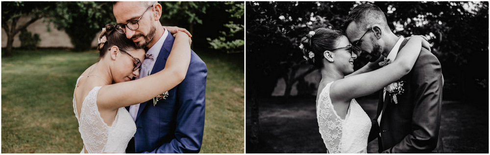 mariage en eure et loir - photographe mariage - noir&blanc - photo de couple - champetre
