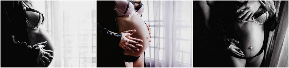 ventre de femme enceinte - shooting photo - eure et loir - orne - noir et blanc - lingerie - boudoir