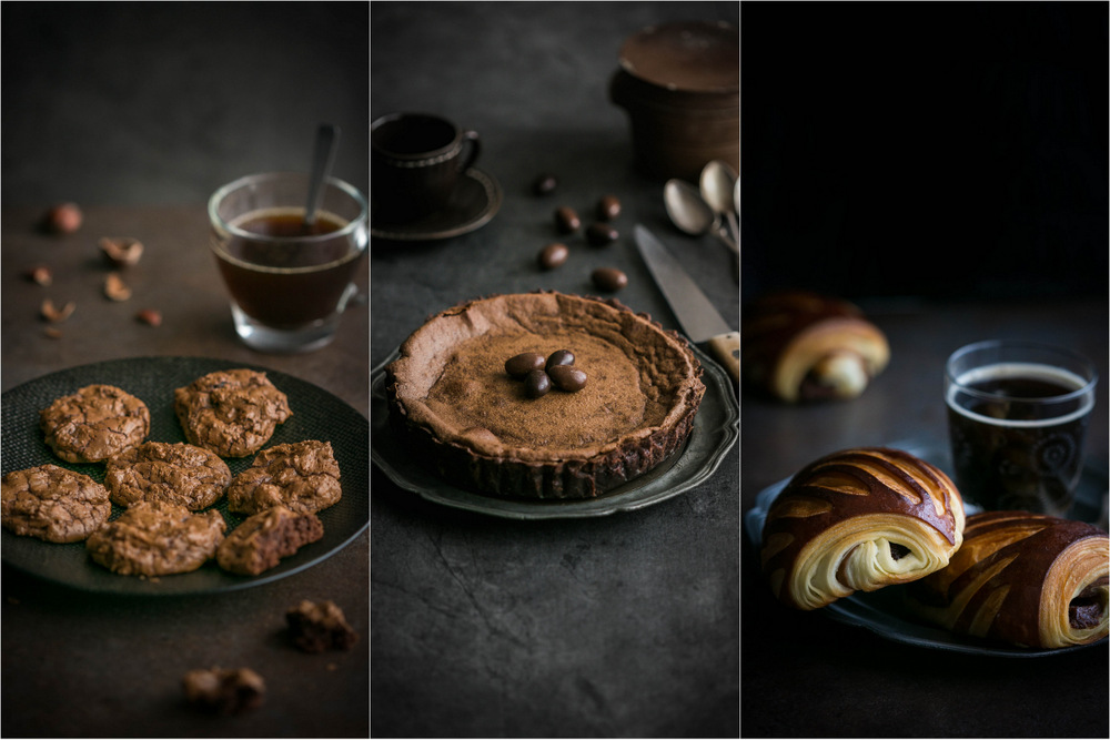 clair obscur - gateau chocolat - pain au chocolat - cookies chocolat - photographe culinaire - idée recette - photographe en eure et loir pour vos projets culinaires